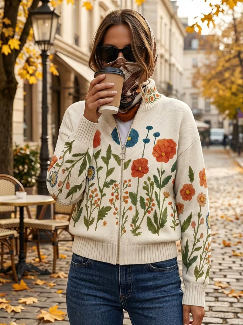Wrenna™ | Wildebloemenweide Zip Cardigan
