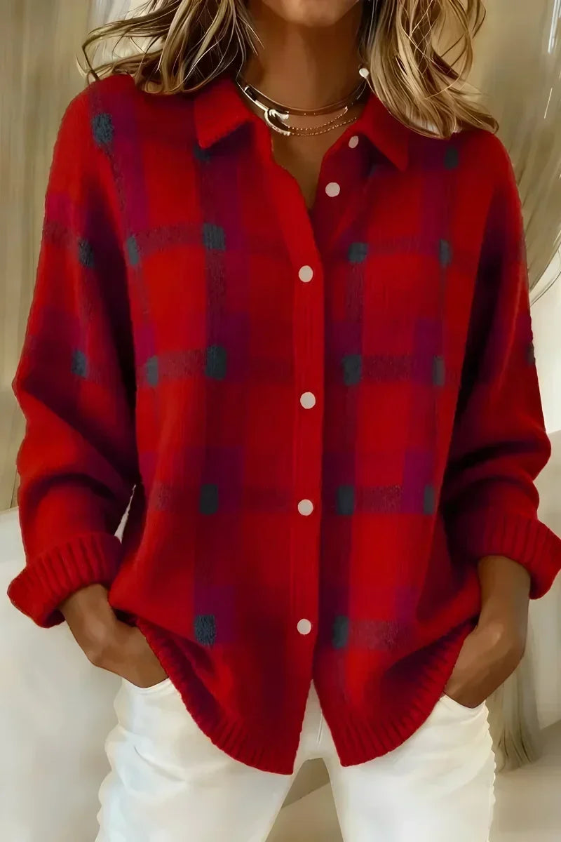 Brittany™ | Zachte Geruite Knopen Cardigan