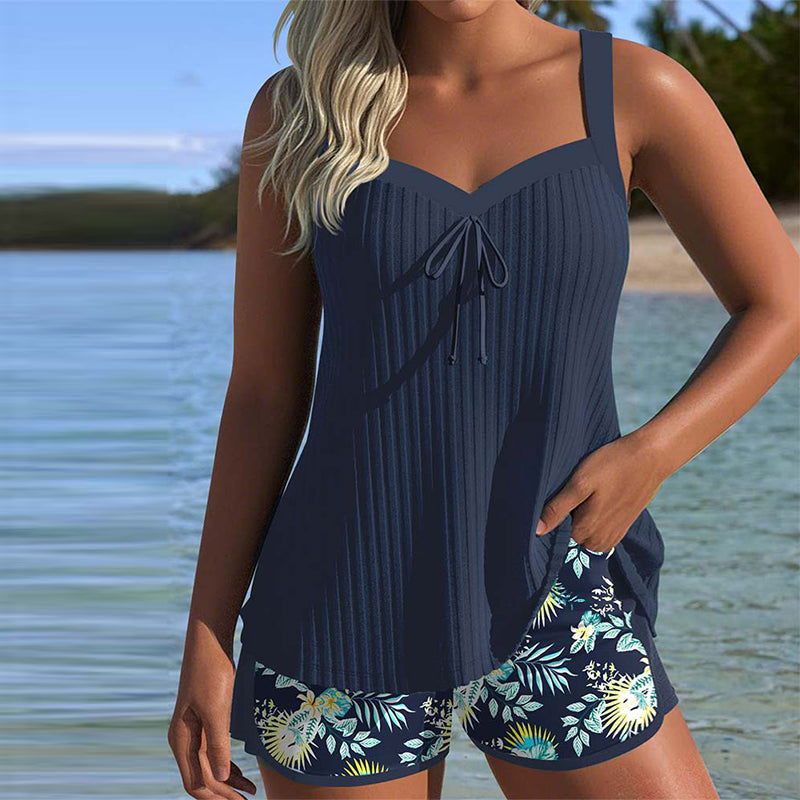 Marissa | Gestreepte Tankini met Twee Delige Strandshort