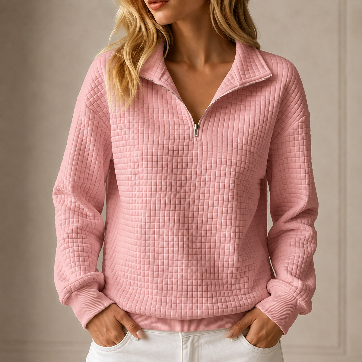 Minke | Gequilte Half-Zip Top