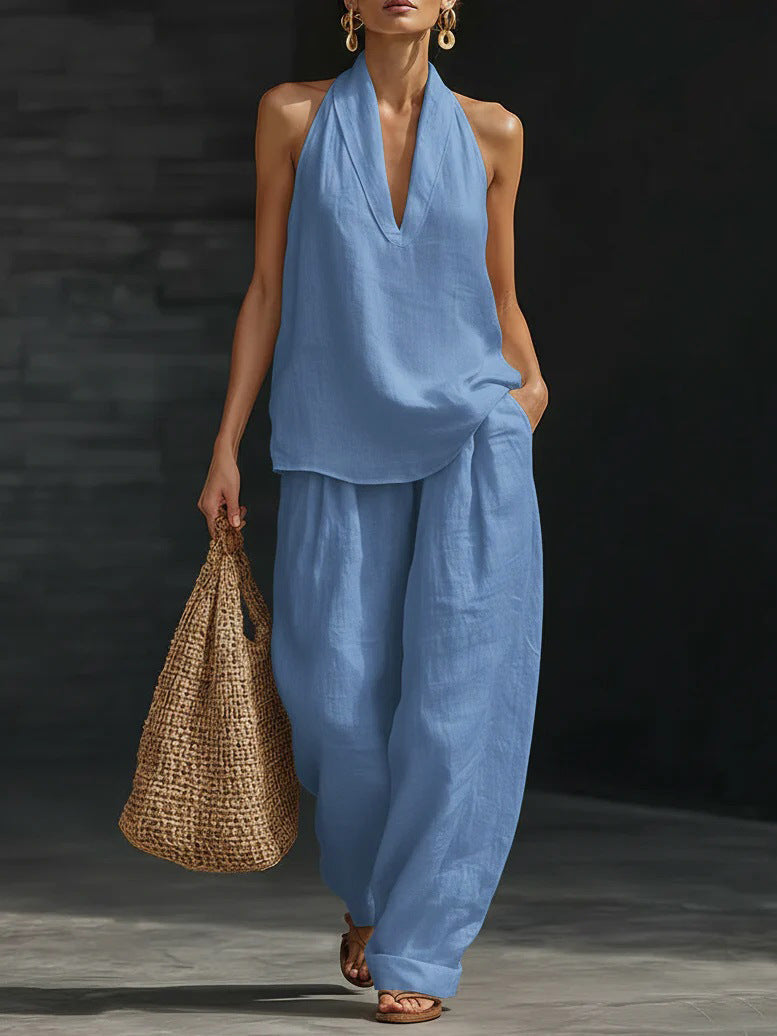 Zoë™ – Mouwloos ensemble en brede broek