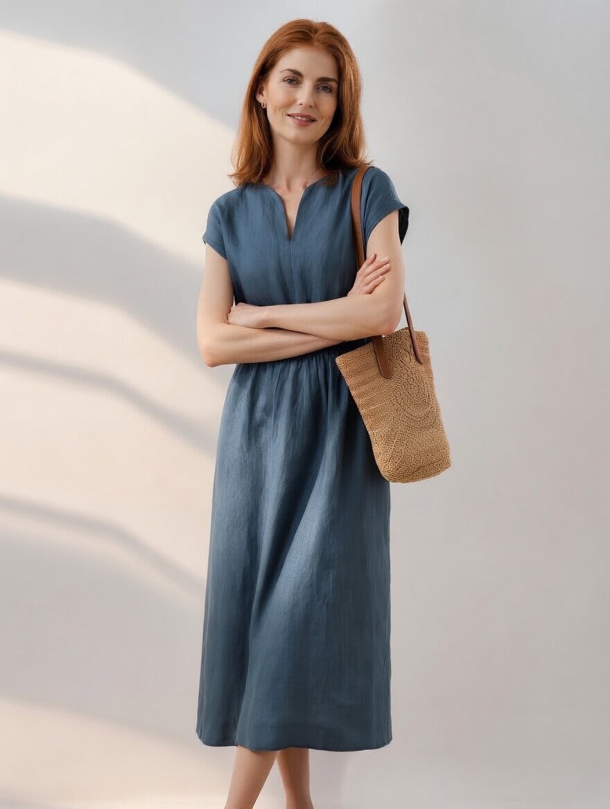 Lina — Vloeiende en elegante linnenmix jurk