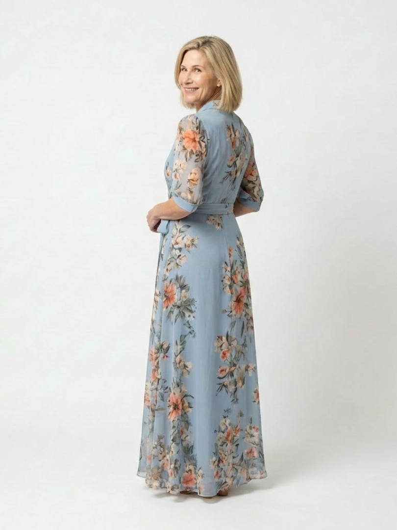Elowen | Maxi jurk met V-hals en bloemenmotief