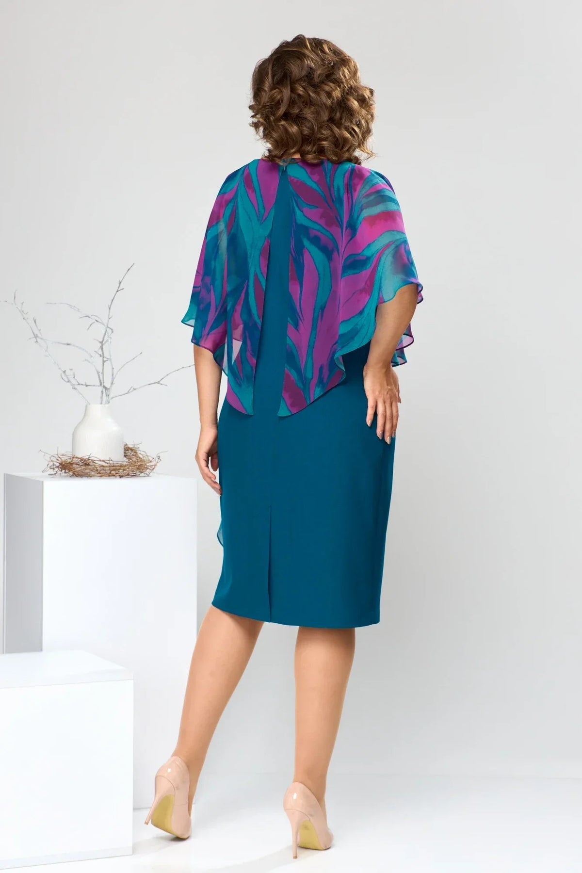 Jolanda - Chique knielange Chiffon Jurk