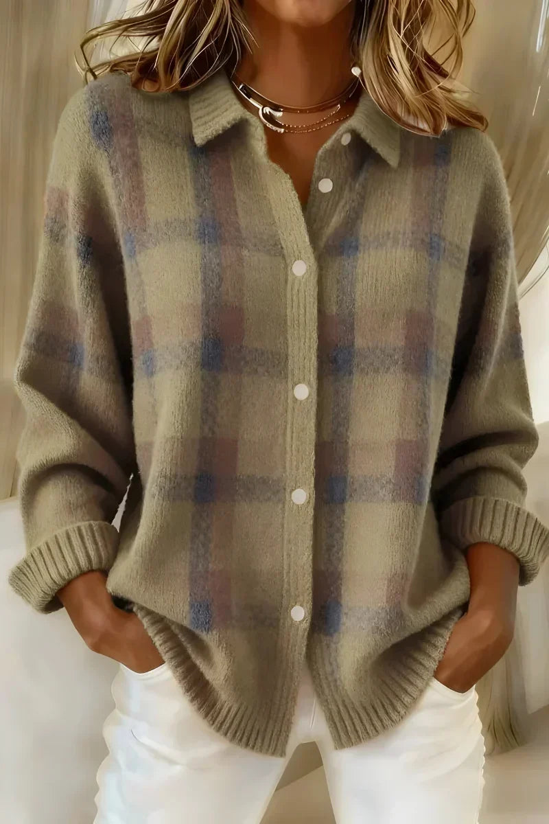 Taylor™ | Gezellige Geruite Brei Cardigan