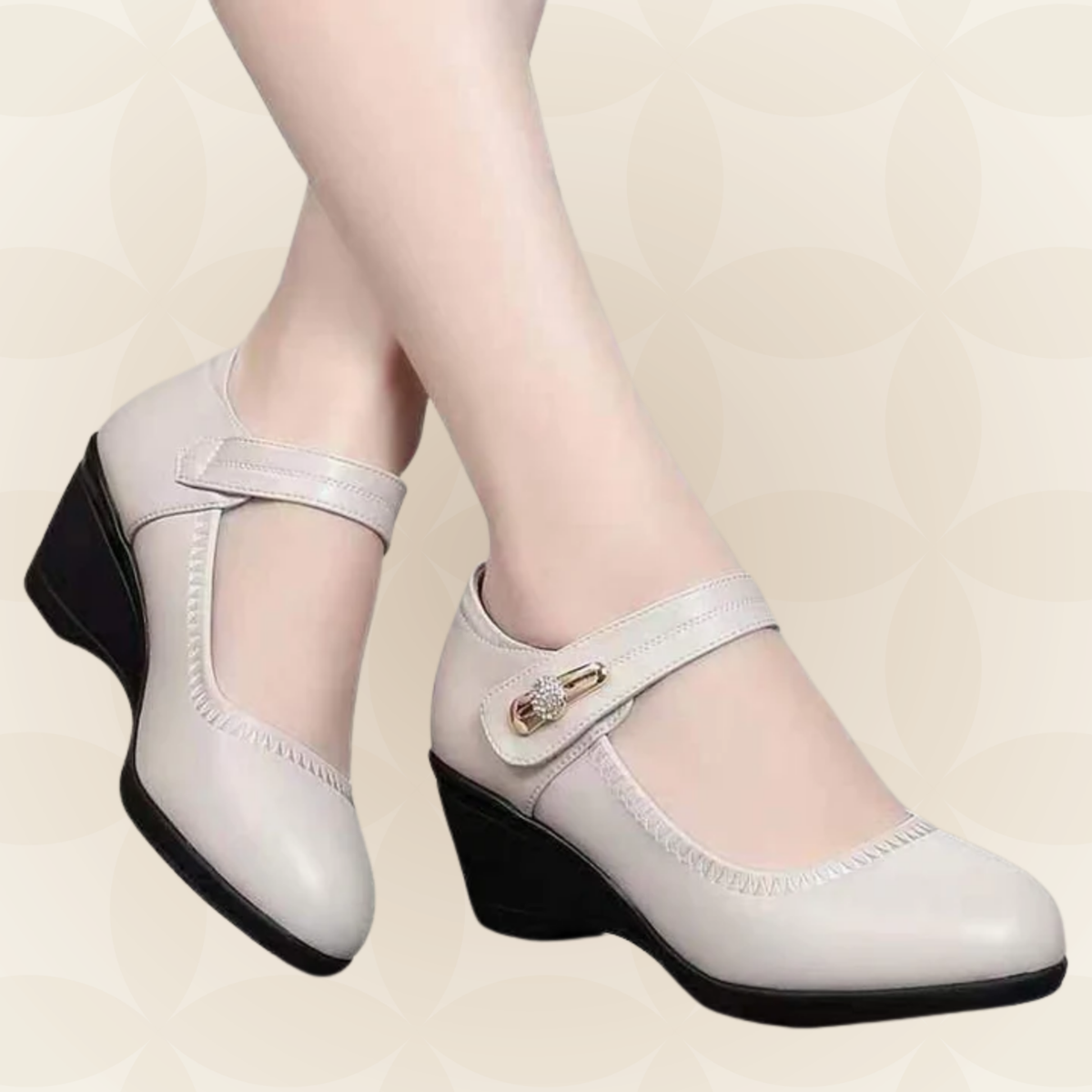 Jacoba - Zachte leren schoenen met hak en een zachte, antislipzool