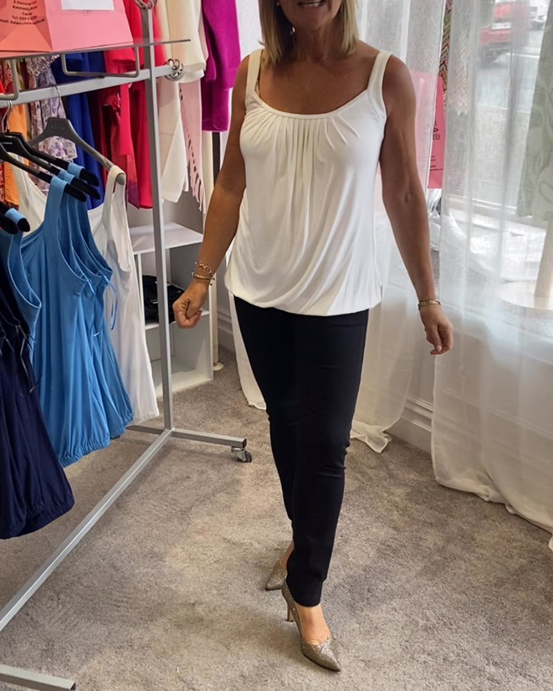 Lies | Geplooide echte relaxte mouwloze top