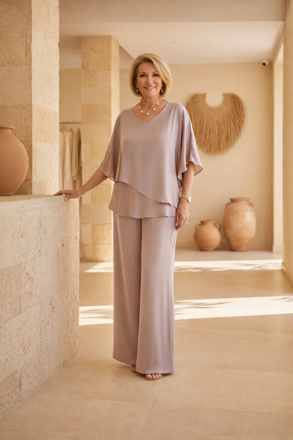 Martha - Zorgeloze Brede Pantalon Set