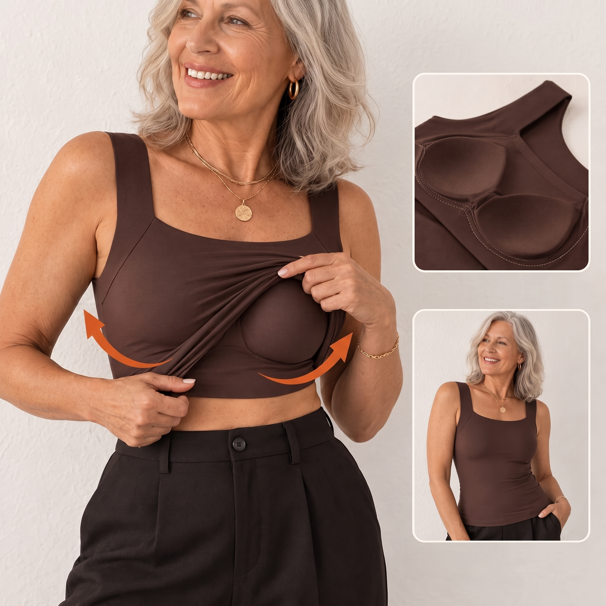 Jet | U-hals Shapewear Tanktop met Ingebouwde Beha