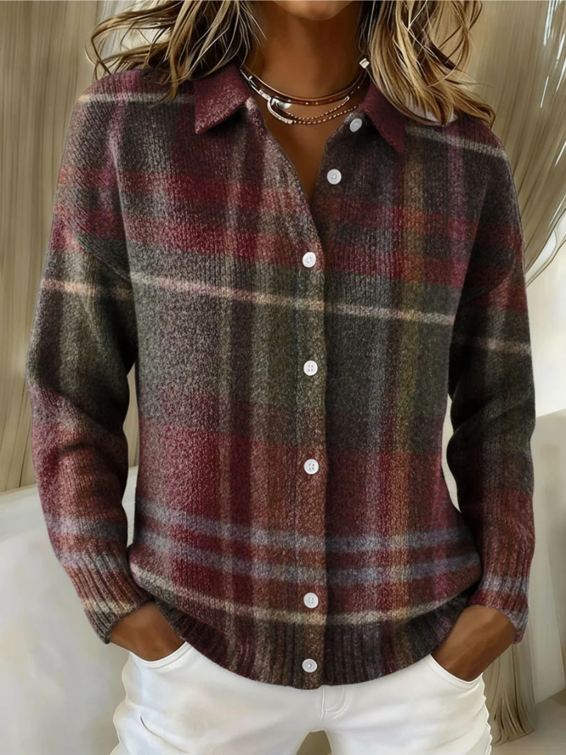 Eleanor | Klassieke Geruite Gebreide Cardigan