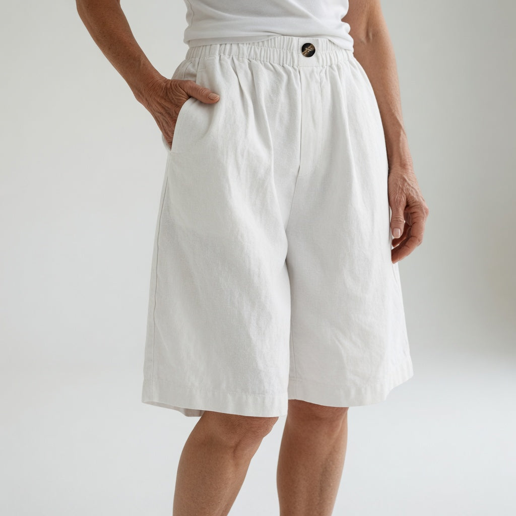 Wandeline™ — Korte ruime elastische taille comfortabele natuurlijke zomerbroek